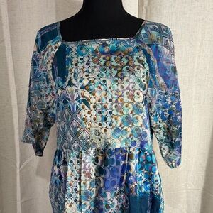 Johnny Was Workshop Blue & Multicolor Women’s Midi Dress